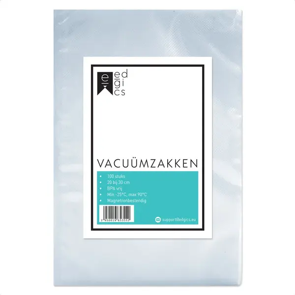 Edgics Vacuumzakken Voedsel - 20x30 Cm - 100 Stuks - Vacumeerzakken - Sous Vide Zakken - Vacuümzakken Met Microstructuur - Vacuüm Opbergzakken - Bpa Vrij thumbnail