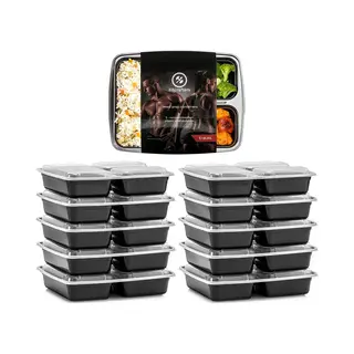 Fitcrafters Meal Prep Bakjes - Vershoudbakjes - Diepvriesbakjes - 10 Stuks - 3 Compartimenten - 1L - Bpa Vrij