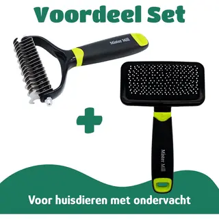 Mister Mill Voordeel Set , Professionele Hondenborstel Katten Borstel - Hondenkam - Kattenkam - Set Ondervachtkam En Slickerborstel -