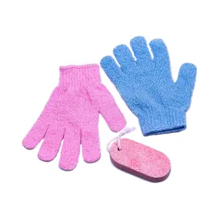 Nesto’s® Scrub Handschoen En Puimsteen Voor Eelt - Washand - Lichaam - Gezicht - 2 Stuks