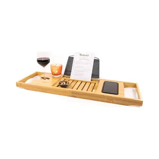 Budu Badplank Bamboe - Badplank Voor In Bad - Verstelbaar Badrek - Houten Badplank - Badrekje - Badplank Hout - 70-105 Cm