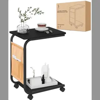 Shasim Bijzettafel Met Wielen - Bedtafel En Laptoptafel - Laptop Desk - Zwart
