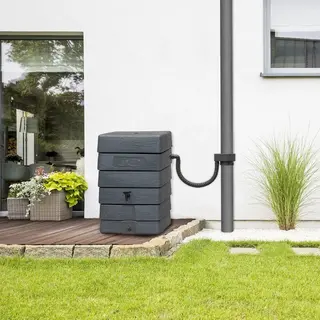 ThuisTuinieren.nl Muurtank 168L - Rechthoekige Regenton - Compleet Met Accessoires - Antraciet