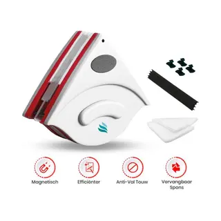 TibaGoods Ramenwasser Model 1 - Magnetische Raamwisser - Driehoekig - Geschikt Voor Dubbelglas (15-24 Mm) - Rood/Wit