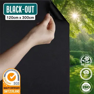 Homewell Verduisteringsdoek 120x300cm - Raamfolie Verduisterend - Blackout - Anti Inkijk, Isolerend En Zonwerend - Herbruikbaar - Statisch