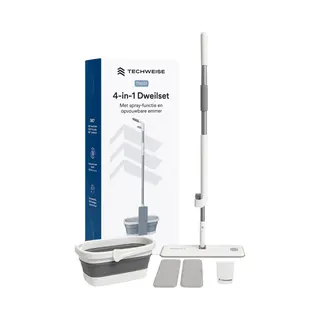 Techweise 4-in-1 Wischmopp Set Mit Eimer, Sprühfunktion, Und Auswringfunktion - Mop Set, Bodenwischer