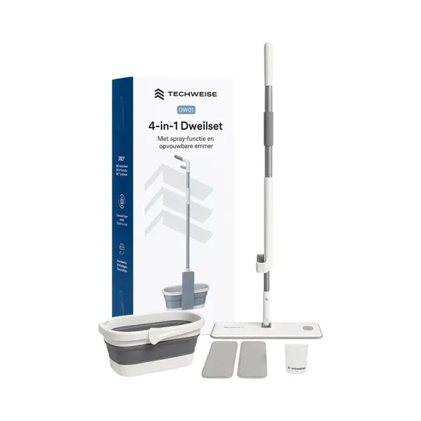 Techweise 4-in-1 Wischmopp Set Mit Eimer, Sprühfunktion, Und Auswringfunktion - Mop Set, Bodenwischer thumbnail