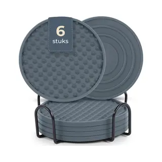 Castagnola Siliconen Onderzetters – Onderzetters Voor Glazen – Design Onderzetters Met Houder – Onderzettersset – Anti Slip - Set Van 6 –