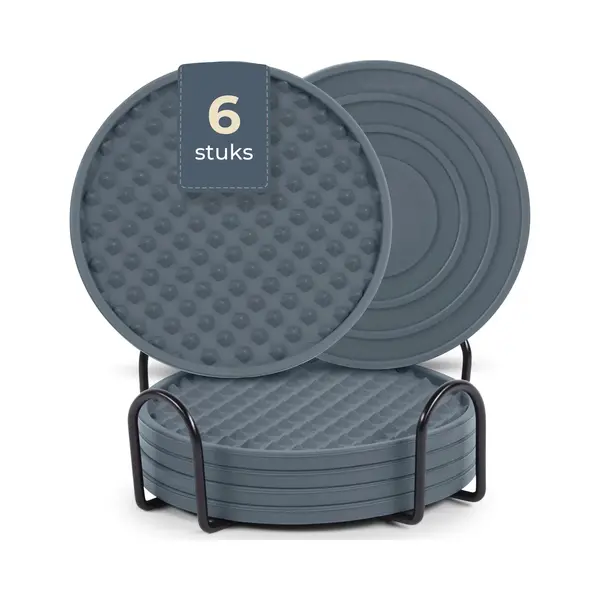 Castagnola Siliconen Onderzetters – Onderzetters Voor Glazen – Design Onderzetters Met Houder – Onderzettersset – Anti Slip - Set Van 6 – thumbnail