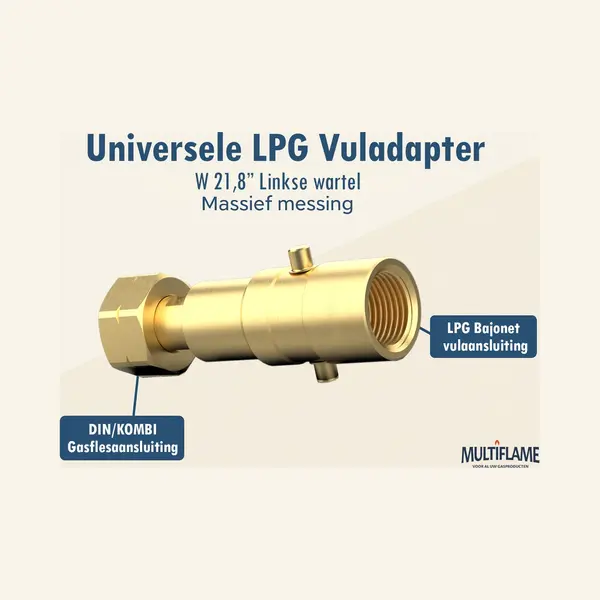 Propatech Gasfles Din/Shell Adapter - 21, 8 Mm Links Lpg - Massief Messing thumbnail