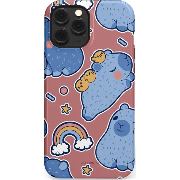 Casetastic Hoesje Geschikt Voor Apple IPhone 12 Pro Max Magsafe - Stijlvolle Beschermende Duo-layer Case - Capibara Knuffelvriend thumbnail