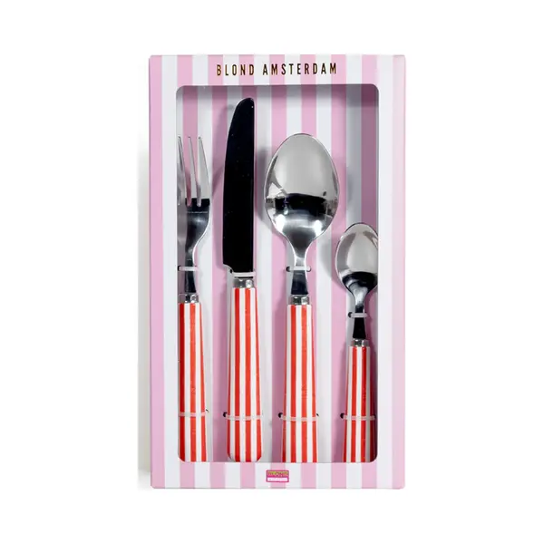 Blond Amsterdam, Even Bijkletsen Bestekset 4-delig, Rood thumbnail