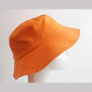 Bucket Hat - Effen 100% Katoen - Uv Bescherming - Vissershoed - Unisex - Tweekanten Gebruik - Oranje