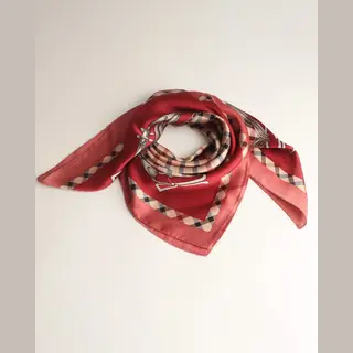 Berle Bandana- Accessories Junkie Amsterdam- Geweven- Ruitjes- Mix Print- Dames- Imitatie Satijn- Vierkant- 70*70cm- Hals Doekje- Sjaaltje- Rood