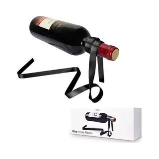 MikaMax Wijnfleshouder - Zwevende Fleshouder - Optische Illusie - Tafeldecoratie - Lint Design - Geschikt Voor Iedere Fles - Origineel Cadeau - 38 ×