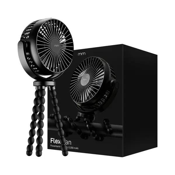 MikaMax - Mm Flex Fan - Flexibele Ventilator - Draadloze Ventilator - Draagbare Ventilator - Overal Op Te Hangen - Zwart - 40 Uur Verkoeling - thumbnail