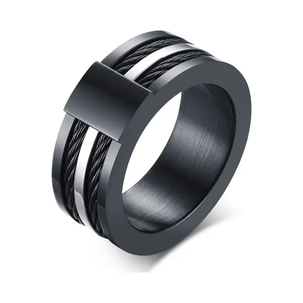 Mendes Zwarte Titanium Ring Met Stalen Kabels-20mm thumbnail