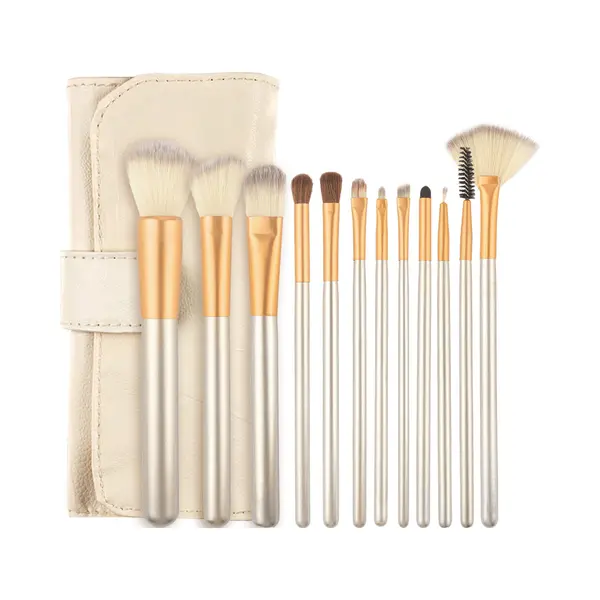 Evvie Make Up Kwasten Set – Beige / Goud – 12 Delig thumbnail