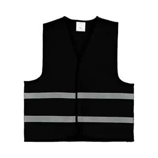 Brickstone Zwart Veiligheidshesje - One Size - 100% Polyester - Met Reflecterende Strepen