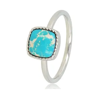 My Bendel - Kleine Zegelring Met Imperial Jasper Edelsteen - Zilverkleurige Ring - Vierkante Imperial Jasper Edelsteen - Met Luxe Cadeauverpakking |