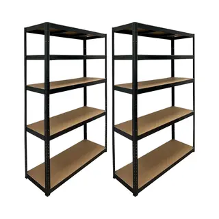 Erro Opbergrekken Xl - Extra Breed - Stellingkast Zwart Metaal - 120cm Breed - 875 Kg Draagkracht - Geen Gereedschap Nodig - 180x90x40cm - 2 Stuks