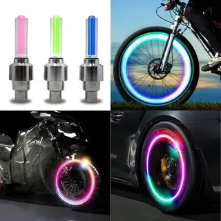 Fiets Ventiel Led Lampjes - Lichtjes Voor Alle Gangbare Ventielen - Blauw 2 Stuks