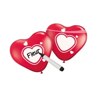 Beschrijfbare Hartjes Ballonnen 6x Stuks - Lefde Thema / Valentijn / Huwelijk