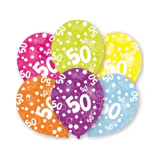 Amscan Ballonnen 50 Jaar - 6x - 27 Cm - Verjaardag - Leeftijd Feestballonnen - Feestartikelen En Versiering