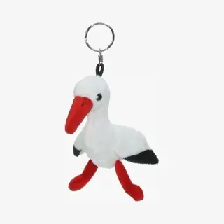 Pluche Knuffel Ooievaar Sleutelhanger 13 Cm - Speelgoed Dieren Sleutelhangers/kraamkado