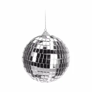 Bellatio Decorations Kerstbal - Discobal - Zilver - D10 Cm - Piepschuim/glas - Spiegelbol - Kerstversiering
