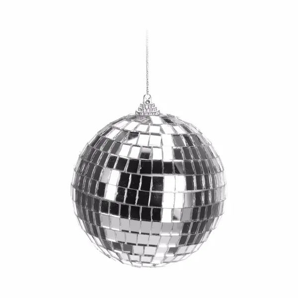 Bellatio Decorations Kerstbal - Discobal - Zilver - D10 Cm - Piepschuim/glas - Spiegelbol - Kerstversiering thumbnail