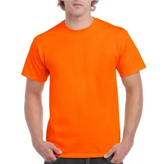 Gildan Fel Oranje Basic T-shirt - Voor Heren - 100% Katoen - Korte Mouwen - Ronde Hals - Koningsdag - Supporters L