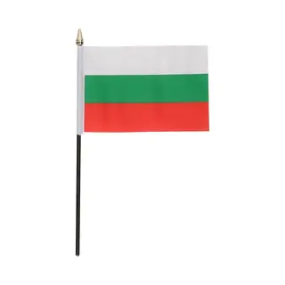 Bulgarije - Mini Vlaggetje Van 10 X 15 Cm Op Stokje - Landen Vlag - H27 Cm - Polyester