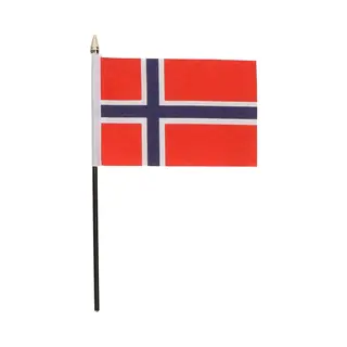 Noorwegen Mini Vlaggetje - Landen Vlag Van 10 X 15 Cm Op Stokje - Polyester