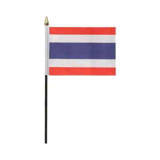 Thailand - Mini Vlaggetje Van 10 X 15 Cm Op Stokje - Landen Vlag - H27 Cm - Polyester