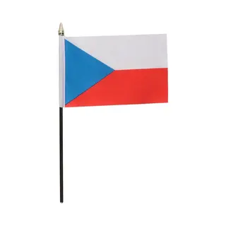 Tsjechie - Mini Vlaggetje Van 10 X 15 Cm Op Stokje - Landen Vlag - H27 Cm - Polyester