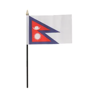 Nepal - Mini Vlaggetje Van 10 X 15 Cm Op Stokje - Landen Vlag - H27 Cm - Polyester