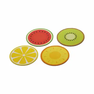 Cepewa Ronde Placemats - Fruit - Set Van 4 - 30 Cm - Tropische Prints - Onderleggers