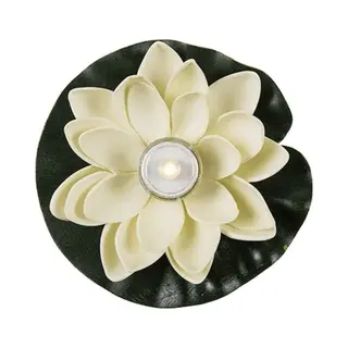 Waterlelie Met Led-licht - Wit - D13 Cm - Kunststof - Drijvend - Werkt Op Batterijen