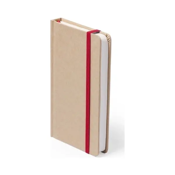 Happyshopper Notitieboekje A5 - Notitieboek - Logboek - To Do Lijst - Hardcover - Elastiek - Blanco - 100 Pagina's - Karton - Beige - Rood thumbnail
