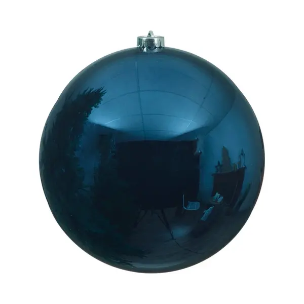 Decoris Kerstbal - Donkerblauw - Groot - 14 Cm - Kunststof - Glans - Kerstversiering thumbnail
