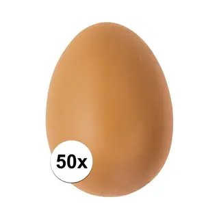 Plastic Ei - 50x - Bruin - 6 Cm - Versieren - Hobby/knutselmateriaal