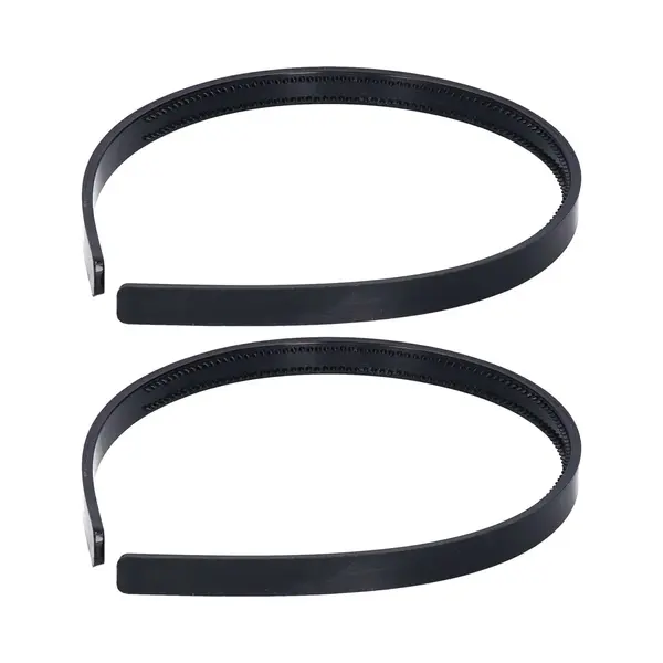 Haarband - 2x - Zwart - 1 Cm Breed - Kunststof - Meisjes/dames - Diadeem - Haaraccessoires thumbnail