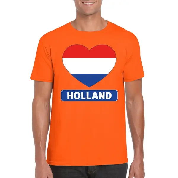 Shoppartners Oranje Holland Hart Vlag Shirt Heren - Oranje Koningsdag/ Holland Supporter Kleding Xl thumbnail