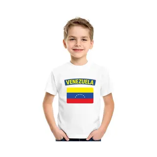Bellatio Decorations Venezuela T-shirt Met Venezolaanse Vlag Wit Kinderen 110/116