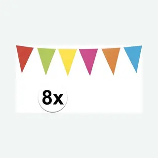 Boland 8x Vlaggenlijn Vrolijke Kleuren 10 Meter - Slingers