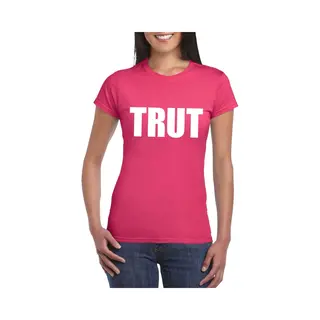 Bellatio Decorations Verkleed T-shirt Voor Dames - Roze - Trut - Feestkleding - Foute Party / Themafeest M