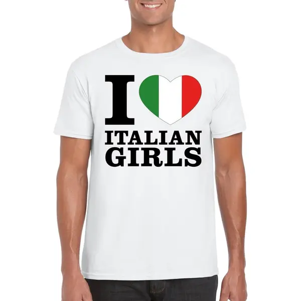 Bellatio Decorations I Love Italian Girls T-shirt Wit Heren - Italie Shirt M thumbnail