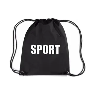 Bellatio Decorations Nylon Sport Gymtasje - Sporttasje - Zwemtasje - Zwart - Jongens En Meisjes