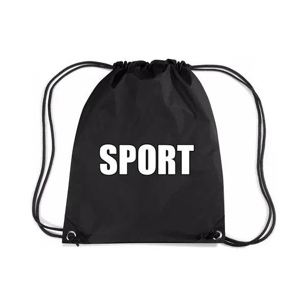 Bellatio Decorations Nylon Sport Gymtasje - Sporttasje - Zwemtasje - Zwart - Jongens En Meisjes thumbnail